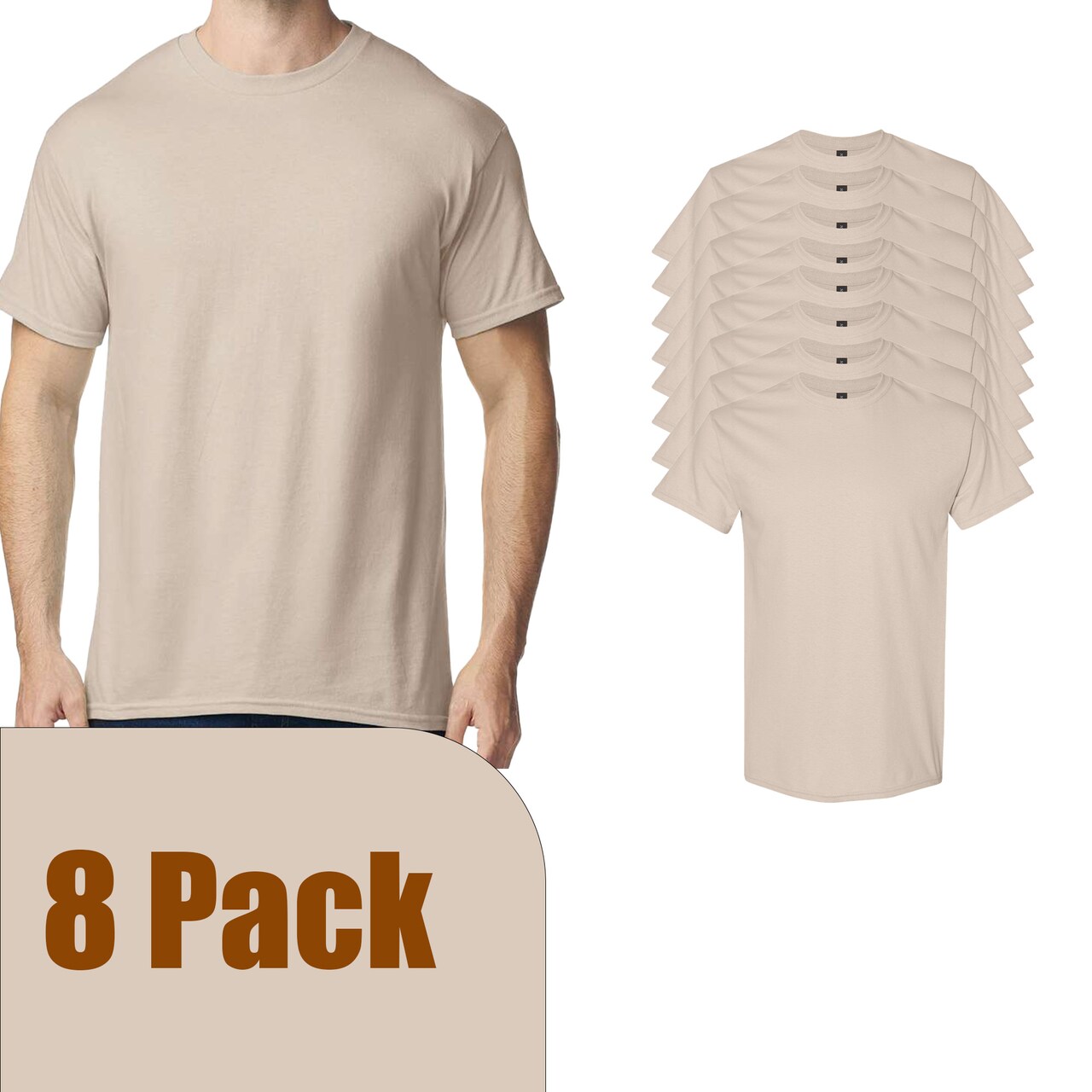 Gildan Sand Short Sleeve Heavy Cotton T-Shirt Craft Pack for Cricut, Heat Transfer & Creative Printing (S–5XL)
